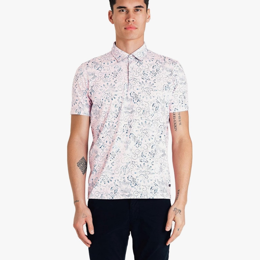 Good Man Brand Men's Micro Print Jersey Polo